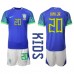 Brasil Vinicius Junior #20 Bortedraktsett Barn VM 2022 Korte ermer (+ Korte bukser)